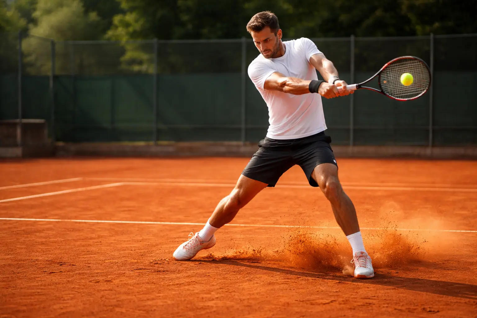 Tennisspieler beim Training auf dem Sandplatz